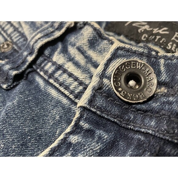 Marc  Ecko Cut & Sew  Men’s  Distressed  Moto Patchwork Jeans  30X30 Y2K 90s Vnt - Picture 5 of 11